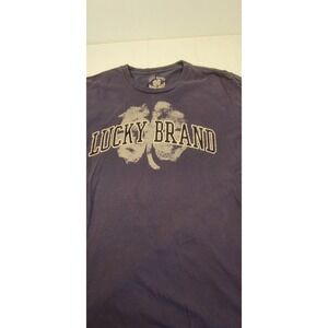 Lucky Brand Size XL Men's Crew Neck Short Sleeve Blue Graphic‎ TShirt Y2K